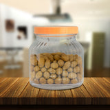 Frasco de Cristal Decorado Tapa color Naranja 650ml