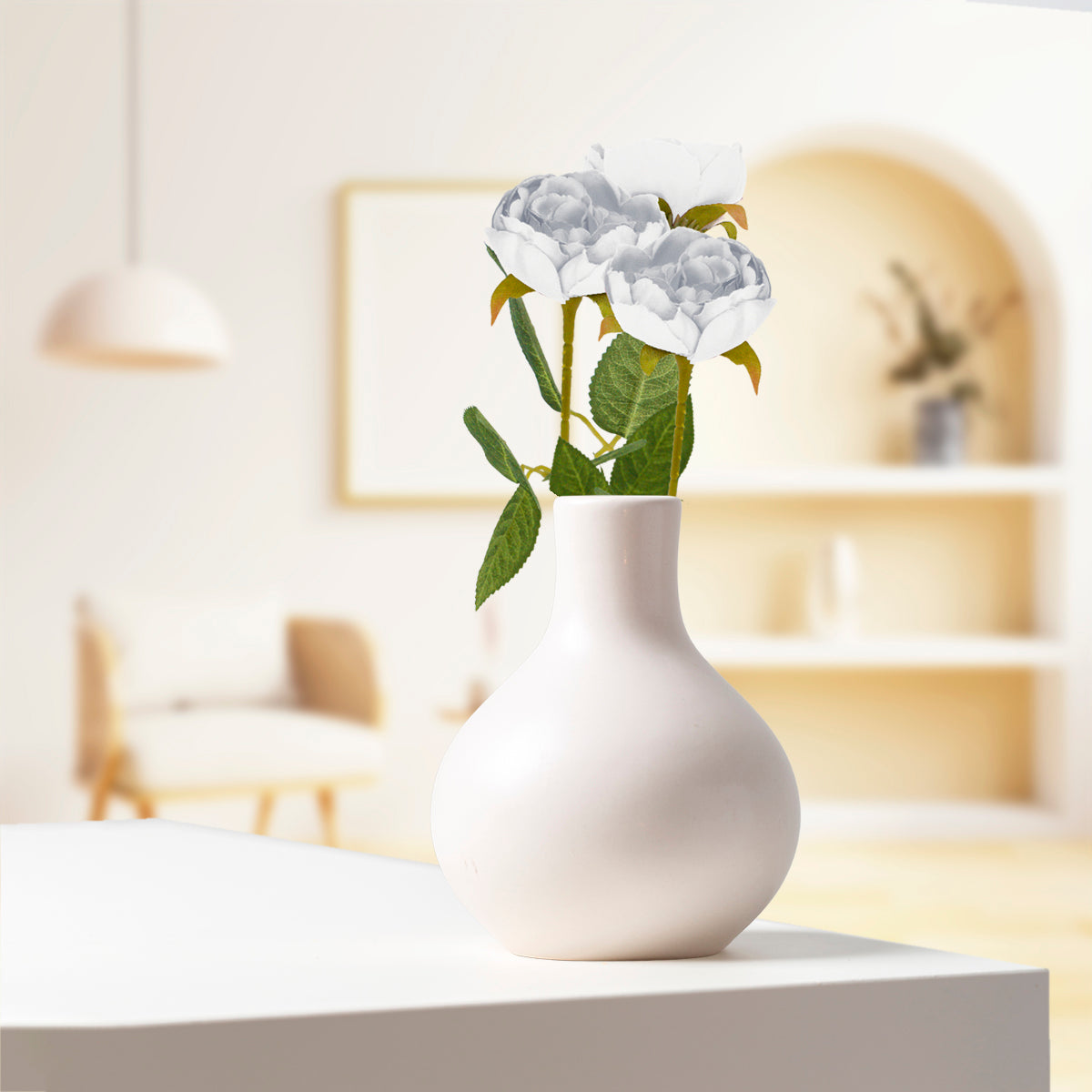 Peonia Decorativa Artificial color Blanco