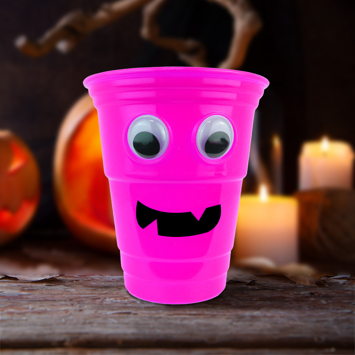 Vaso color Fucsia con Diseño de Halloween