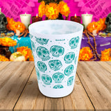 Vasos color Blanco con Diseño de Calaveras 4 piezas