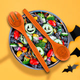 Cucharas color Naranja con Diseño de Halloween para Ensalada