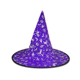 Sombrero color Morado con Estrellas para Disfraz de Bruja