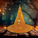 Sombrero color Naranja con Estrellas para Disfraz de Bruja