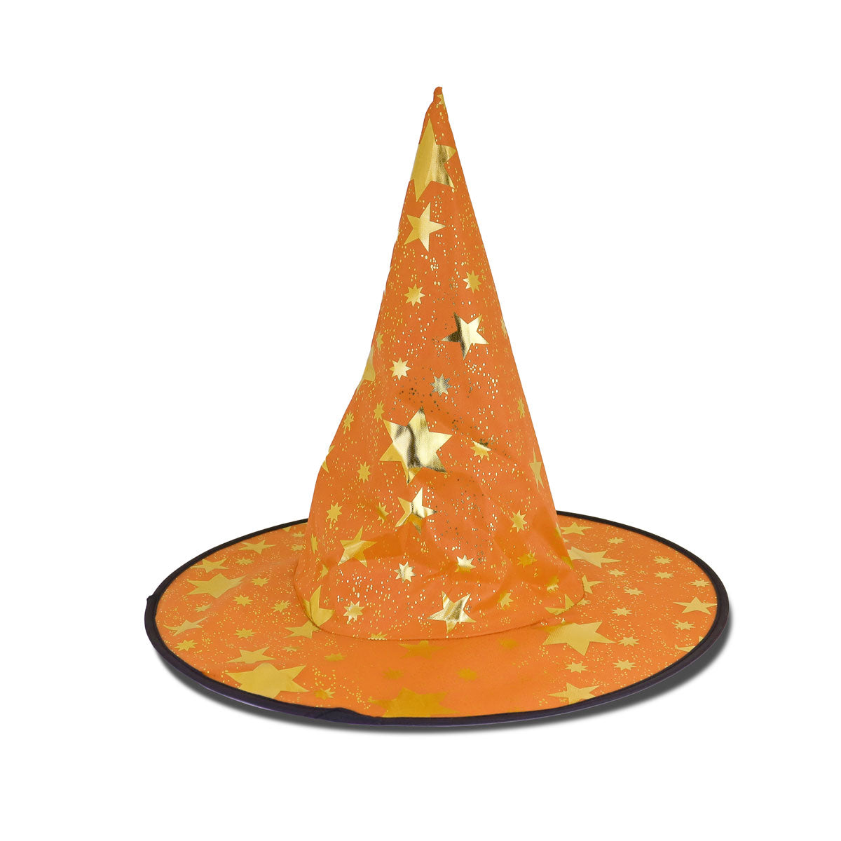 Sombrero color Naranja con Estrellas para Disfraz de Bruja