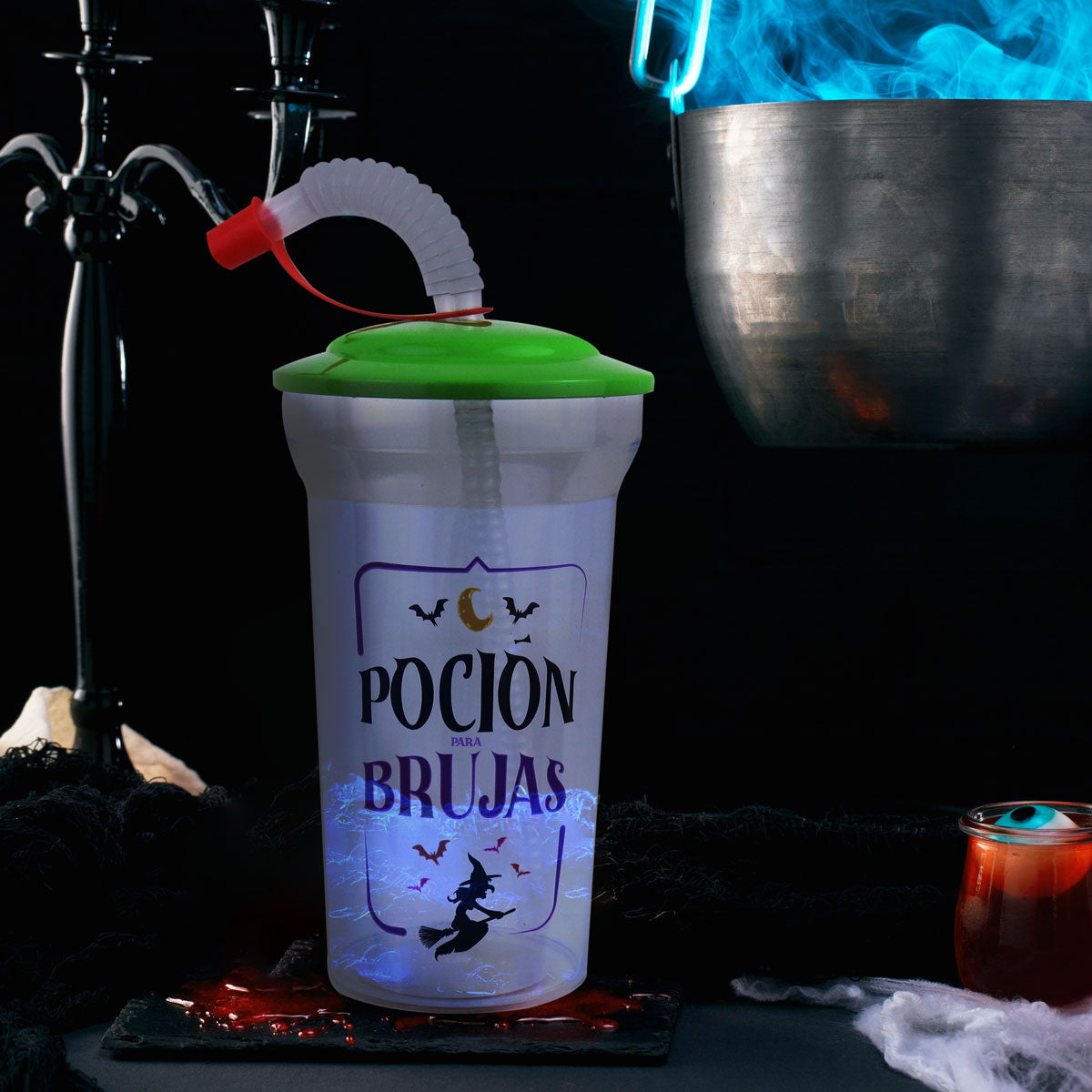 Vaso Decorado con Popote para Halloween.