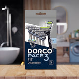 Paquete de 5 Rastrillos Desechables para Hombre, Dorco Pace3