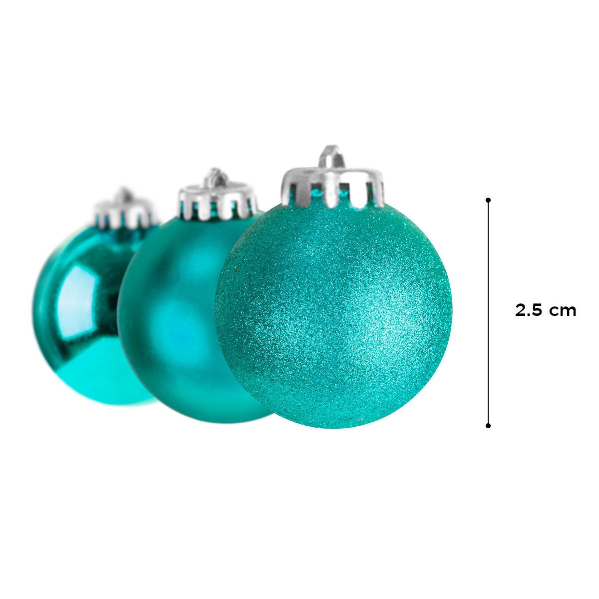 Esferas Navideñas color Verde Turquesa, 12pzas