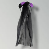 Diadema color Negro con Flores Moradas y Velo