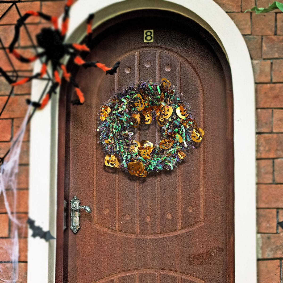 Corona Decorativa de Tinsel para Halloween