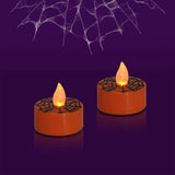 Set de 2 Velas color Naranja con Estampado de Telaraña