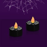 Set de 2 Velas color Negro con Estampado de Telaraña