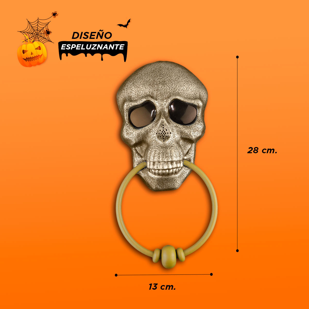 Timbre de Calavera color Bronce con Sonido Aterrador