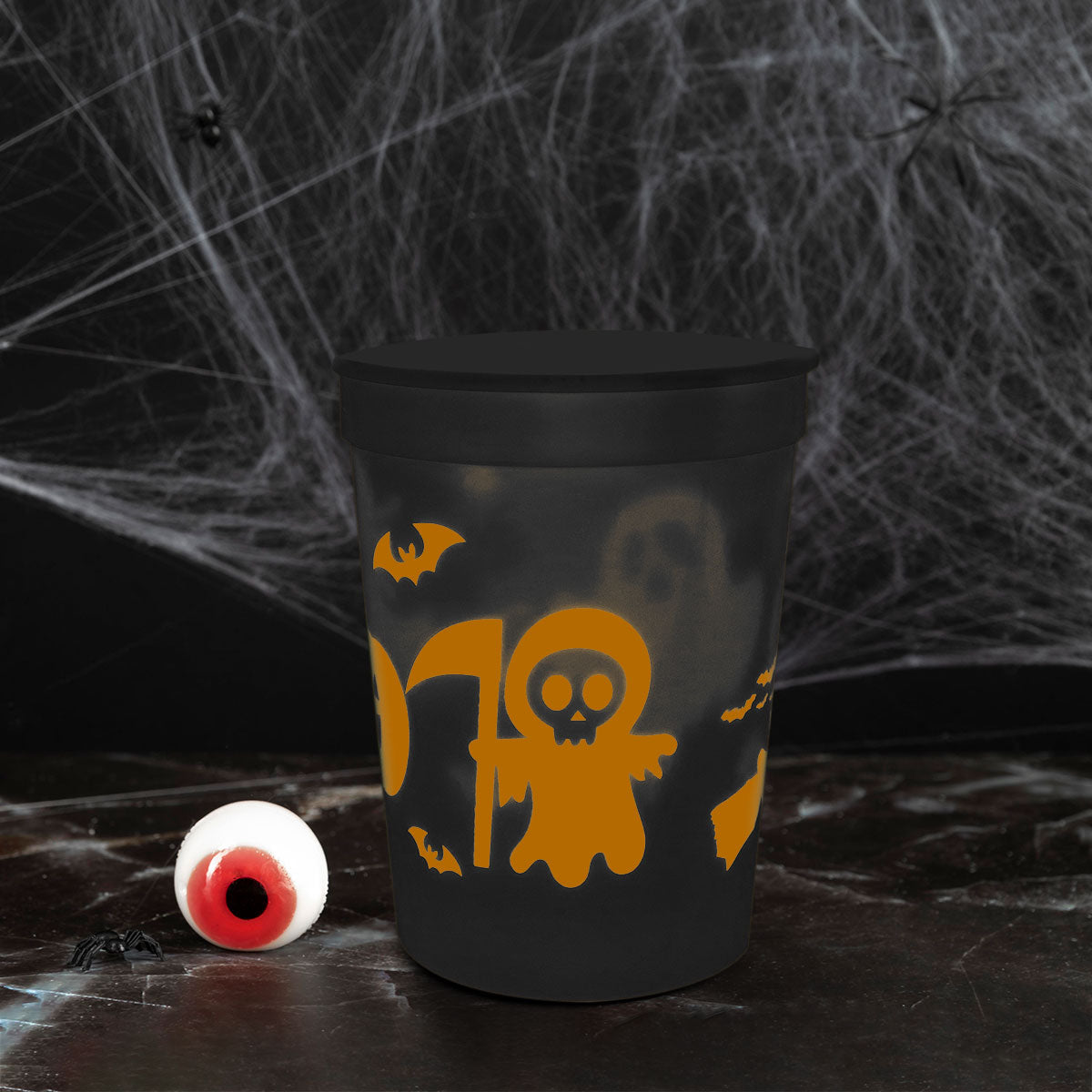 Vasos Color Negro con Diseño de Halloween