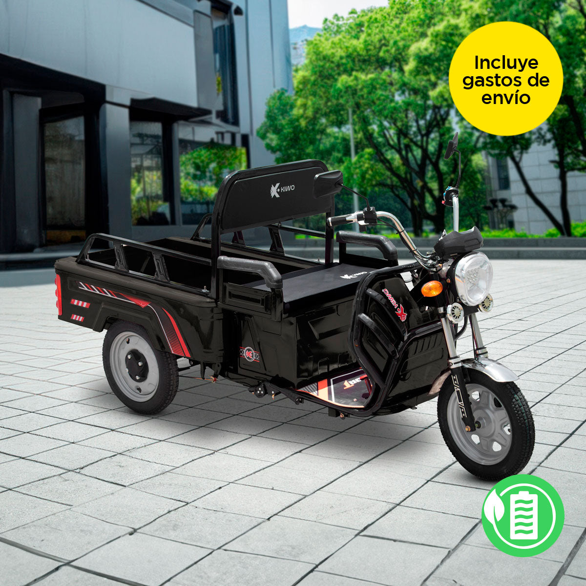 Triciclo de Carga Eléctrico marca Kiwo Color Negro – Waldo's