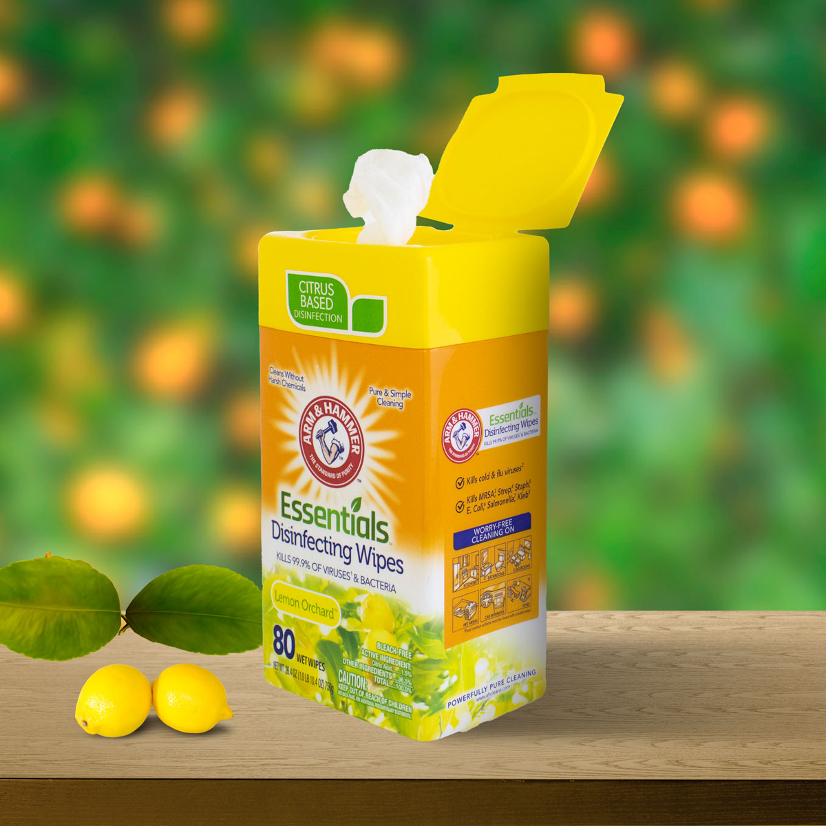 Arm & Hammer Toallitas Desinfectantes, Fragancia Huerto de Limón 80pza.
