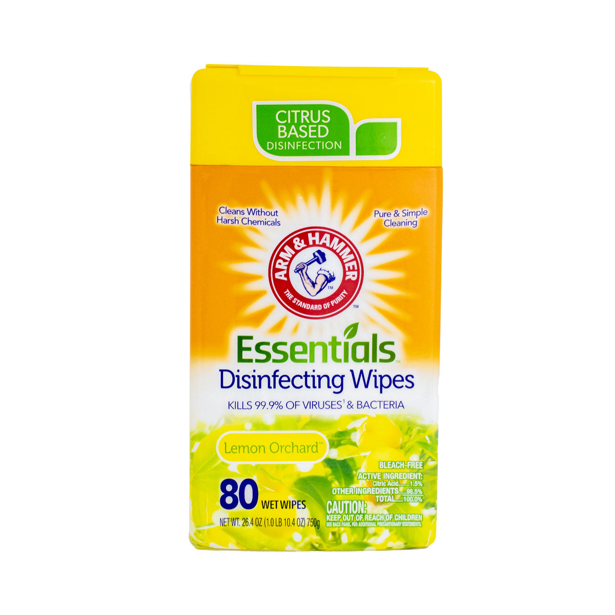 Arm & Hammer Toallitas Desinfectantes, Fragancia Huerto de Limón 80pza.