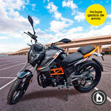 Motocicleta Kiwo Ak250 2025 color Negro con Naranja