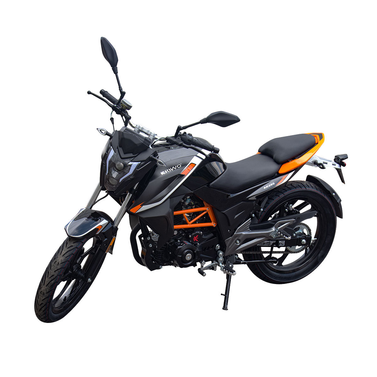 Motocicleta Kiwo Ak250 2025 color Negro con Naranja