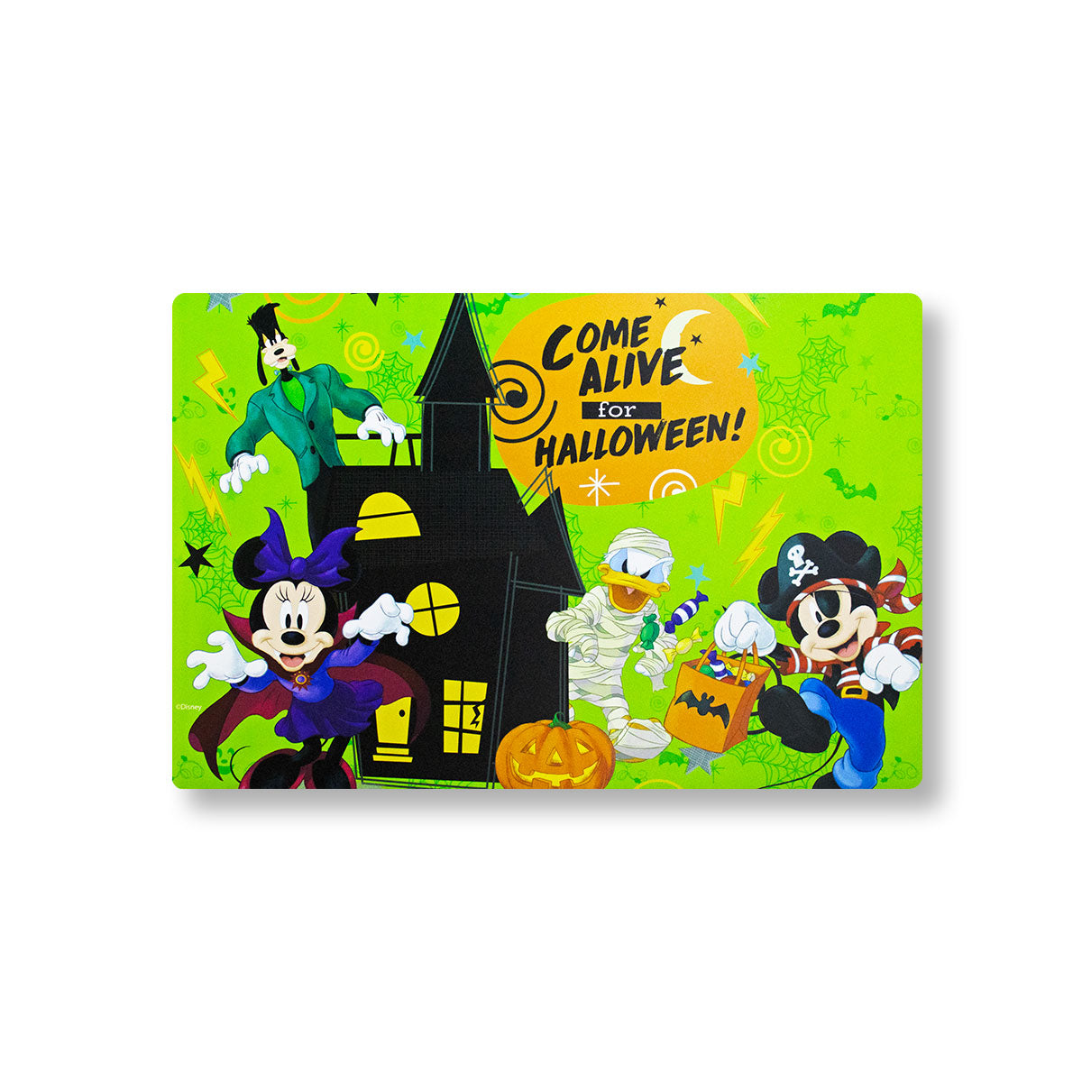 Mantel Individual Mickey y Minnie Mouse color Verde