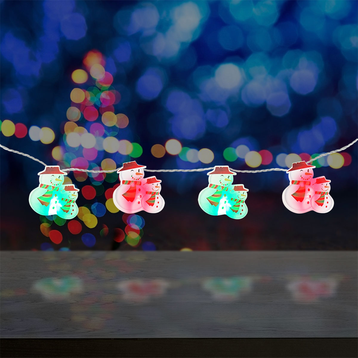 Serie de Luces Led con Forma de Muñequito de Nieve