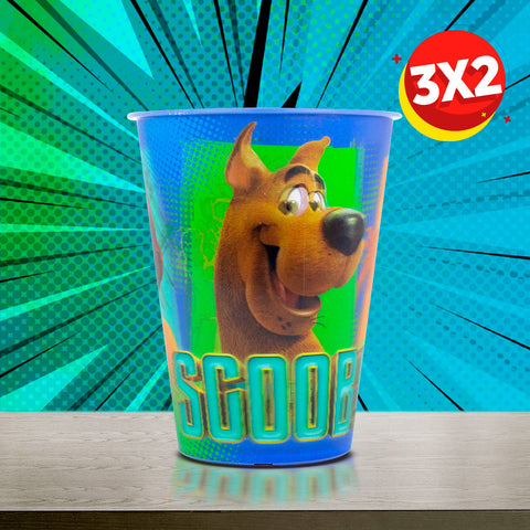 3X2 Vaso de Plástico 3D Scooby Doo color Azul 500ml.