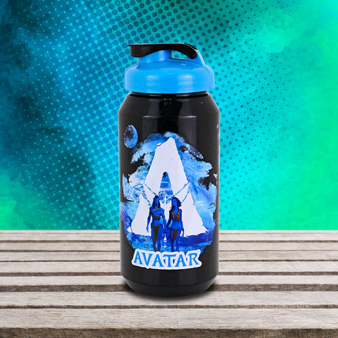 Botella de Plástico Para Agua con Diseño Avatar color Negro con Azul 600ml.