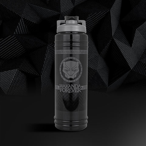 Botella de Plástico Para Agua con Diseño Black Panther color Negro 870ml.