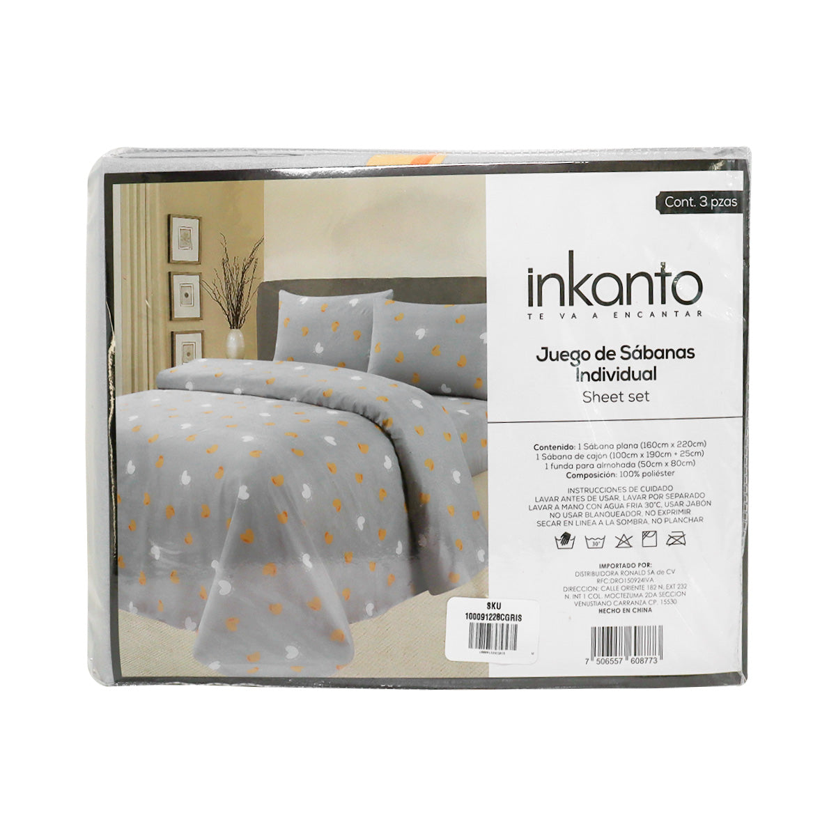 Juego de Sábanas Individual color Gris