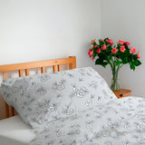Juego de Sábanas Individual, Diseño Flores, Color Gris