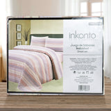 Juego de Sábanas Individual con Diseño Franjas, Color Lila con Gris