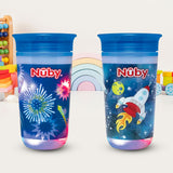 Vaso Entrenador Antiderrames Nuby 360° Luminoso color Azul rey 10oz.