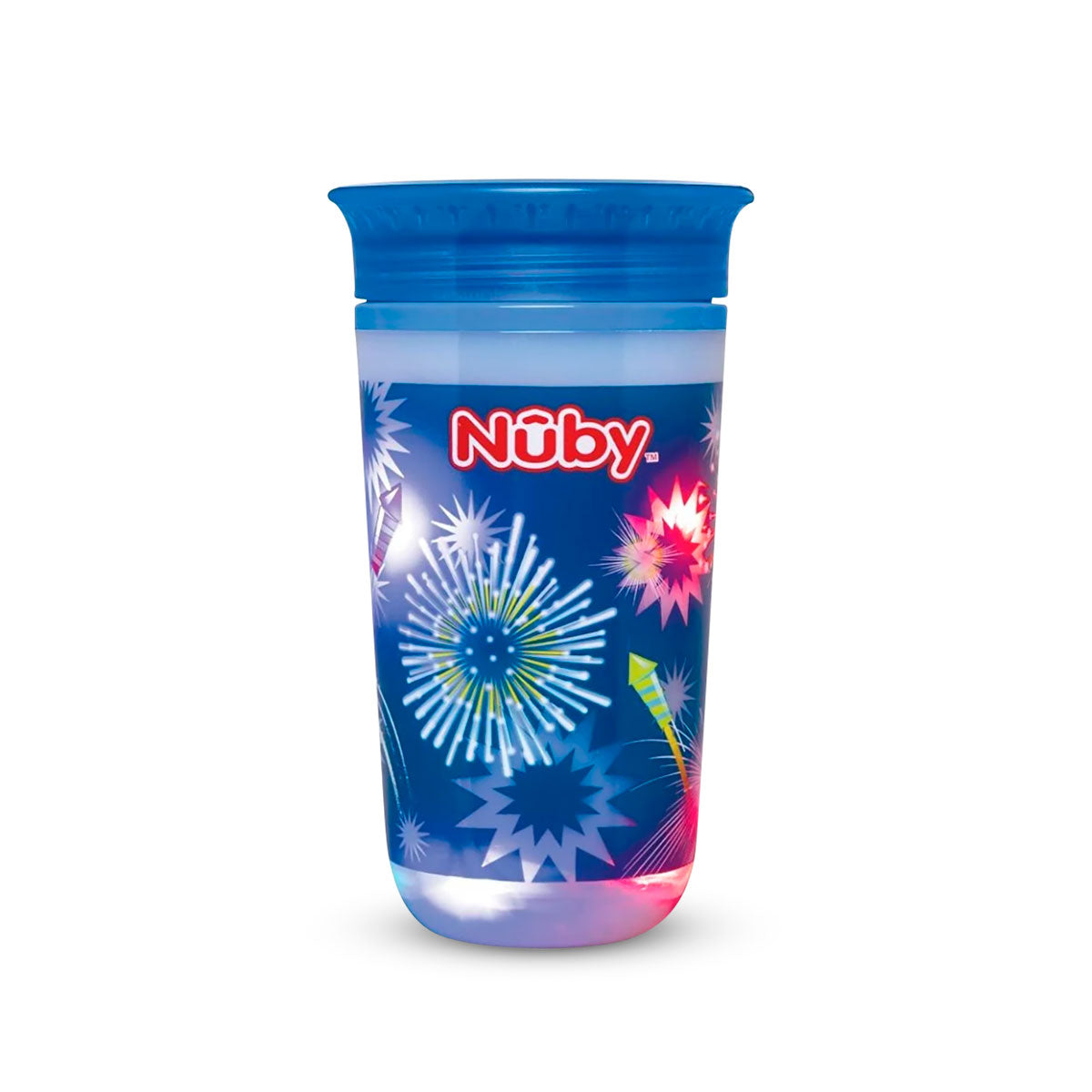 Vaso Entrenador Antiderrames Nuby 360° Luminoso color Azul rey 10oz.