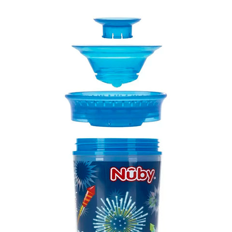 Vaso Entrenador Antiderrames Nuby 360° Luminoso color Azul rey 10oz.