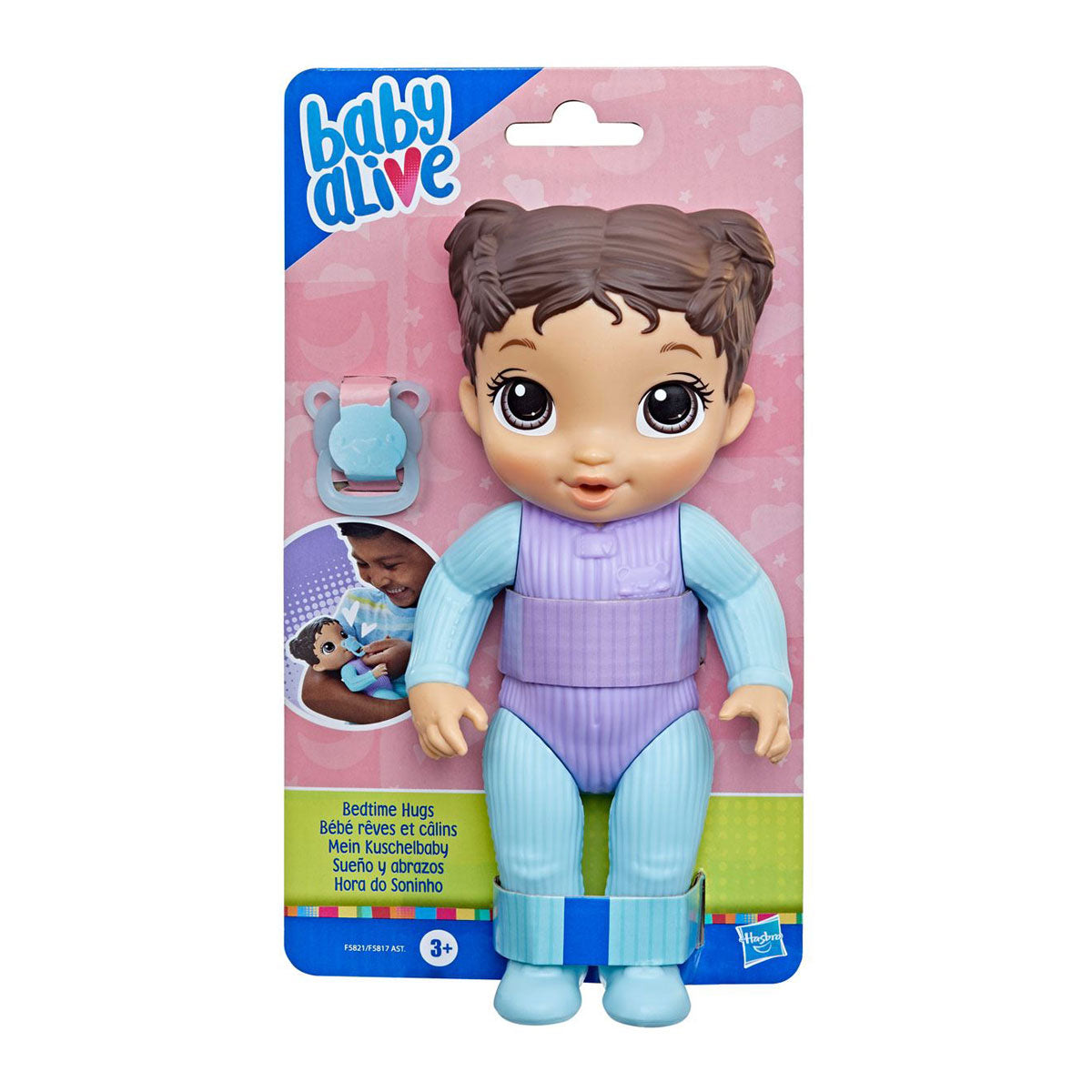 Baby Alive Muñeca Sueño y abrazos, Pj Azul con Morado