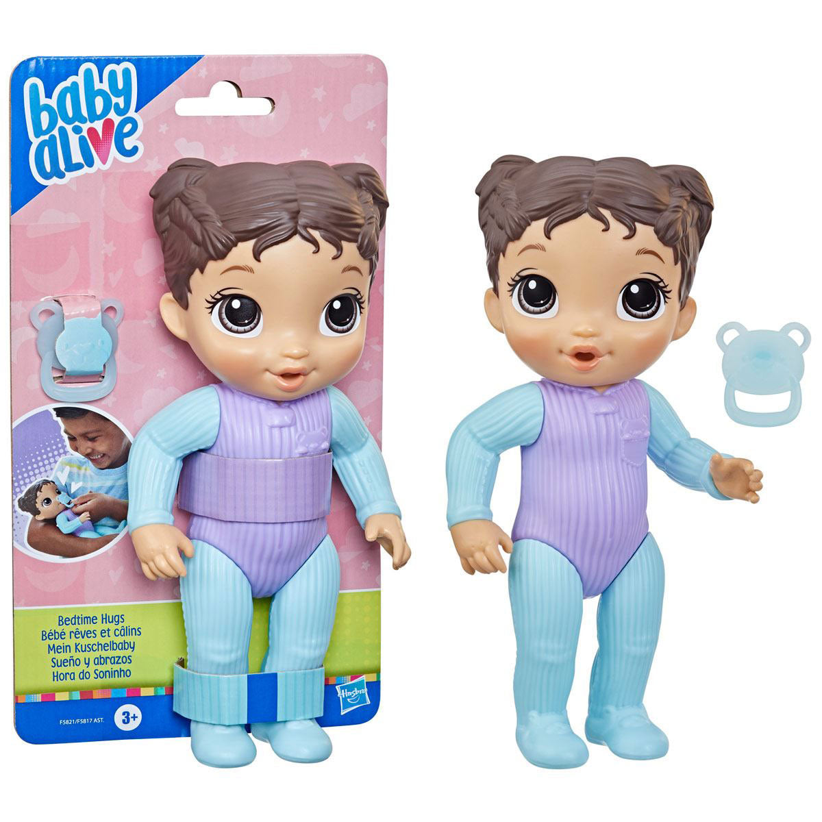 Baby Alive Muñeca Sueño y abrazos, Pj Azul con Morado