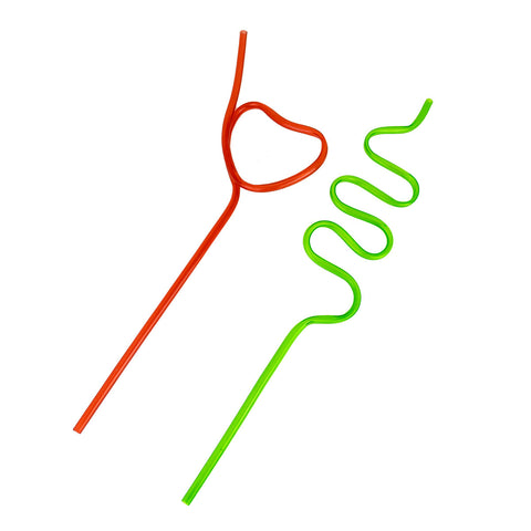 Popotes color Rojo y Verde en Forma de Corazón y Espiral, 2 pzas.