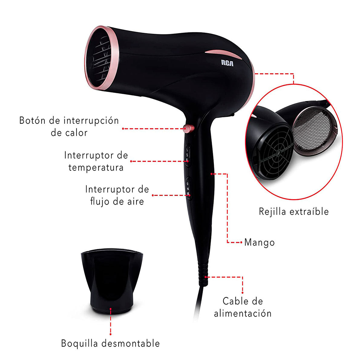 Secadora Para Cabello RCA P15