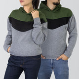 Sudadera Afelpada Unisex con Capucha color Gris con Verde y Negro