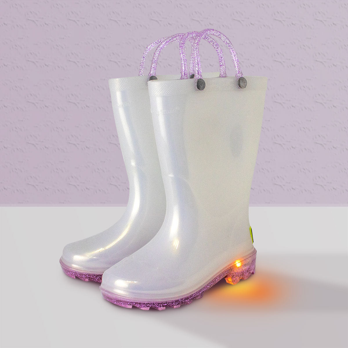 Bota de Lluvia de Blancas con Luz Led, Para Niña