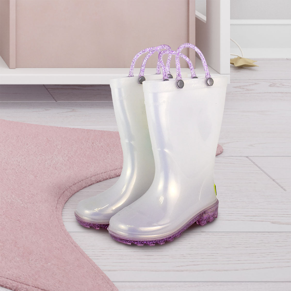 Bota de Lluvia de Blancas con Luz Led, Para Niña