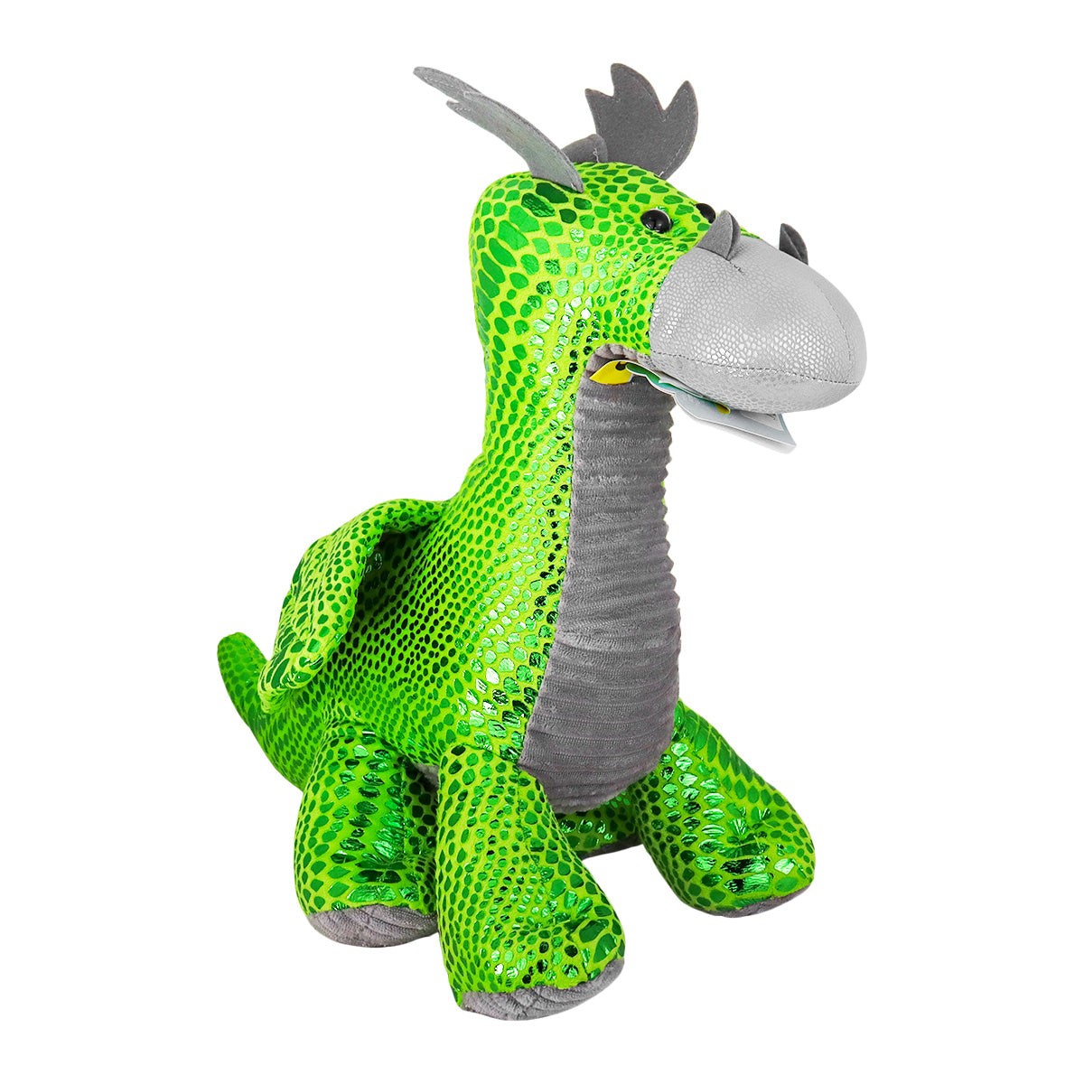 Dragón de Peluche, color Verde con Gris