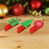 Pequeños Clips de Madera con Diseño de Navidad, 6 pzas.