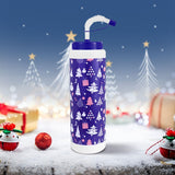 Vaso de Plástico con Popote, Diseño de Navidad