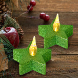 Set de 2 Velas Led en Forma de Estrella color Verde