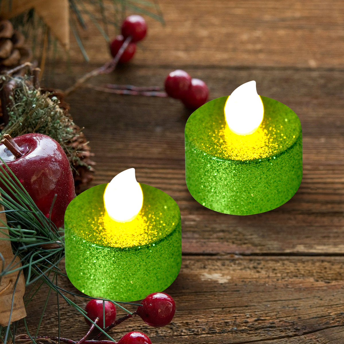 Set de 2 Velas Led Circular color Verde