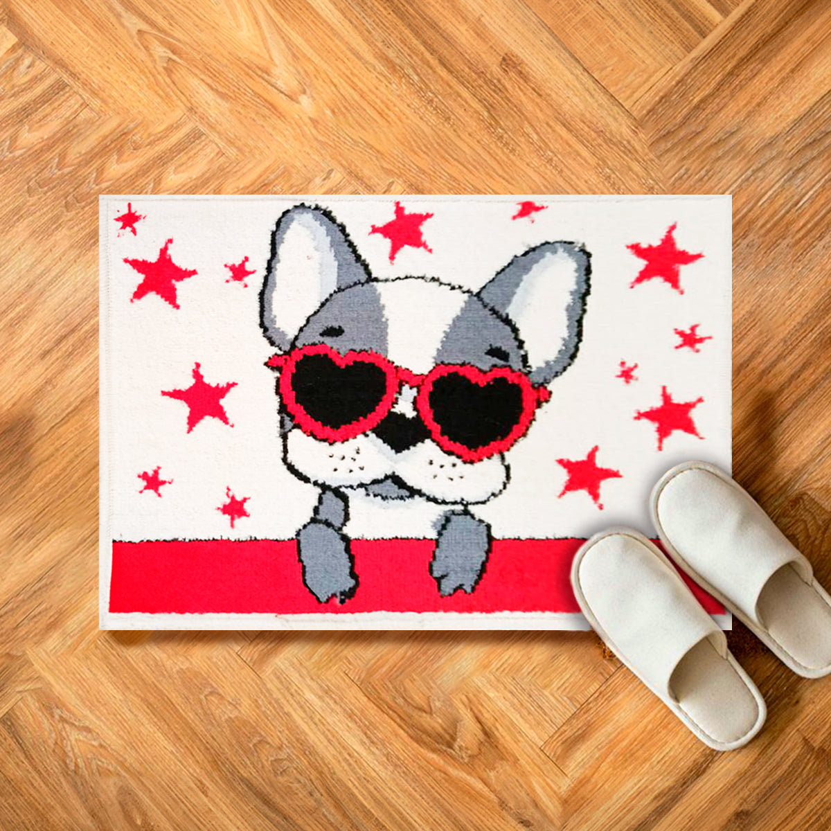 Tapete Boston Terrier con Gafas, 40x60 cm