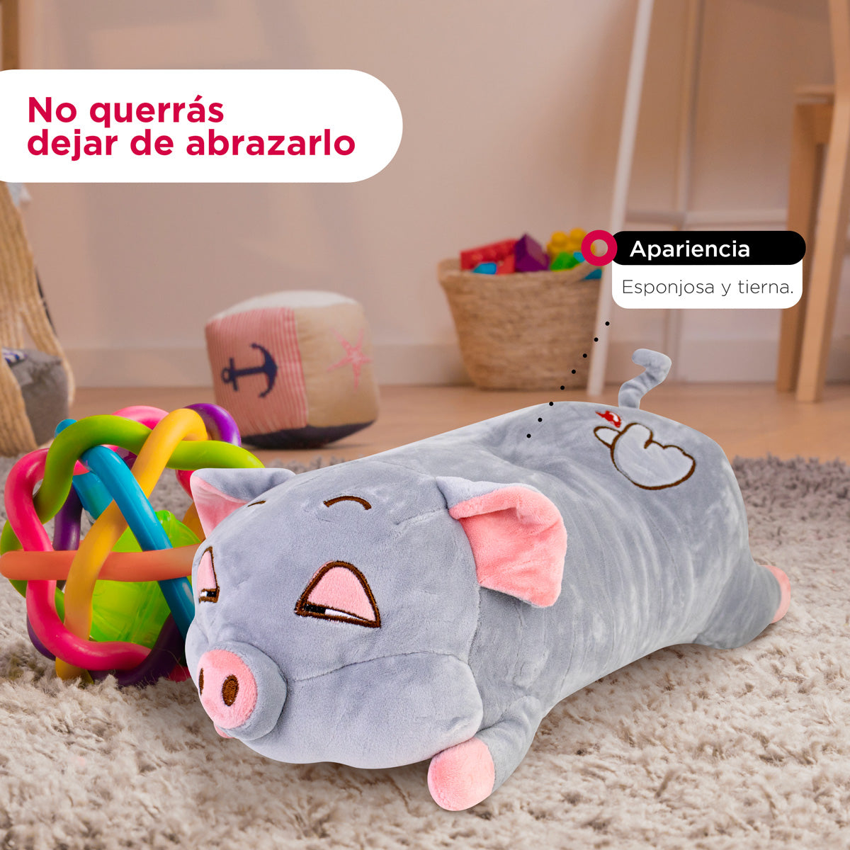 Puerquito de Peluche color Gris