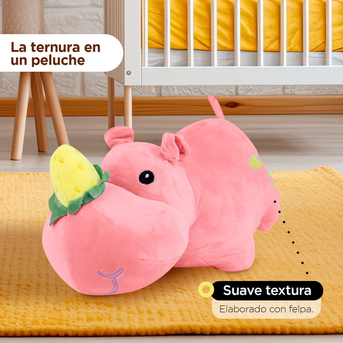 Rinoceronte de Peluche color Rosa