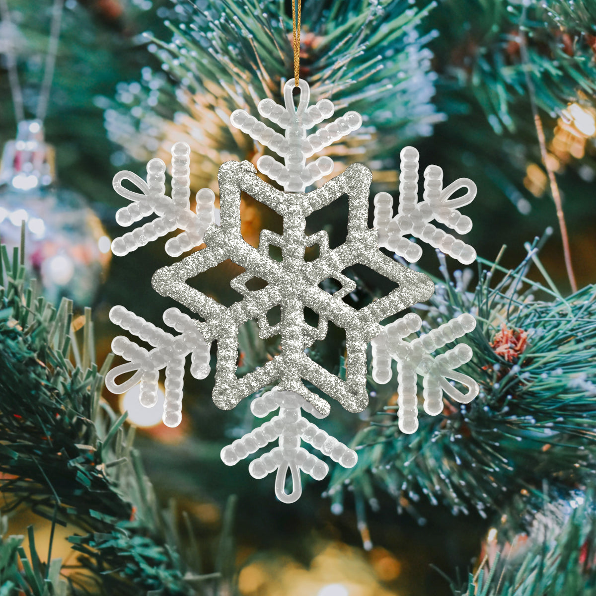 Copo de Nieve para Decoración con Diamantina color Plata