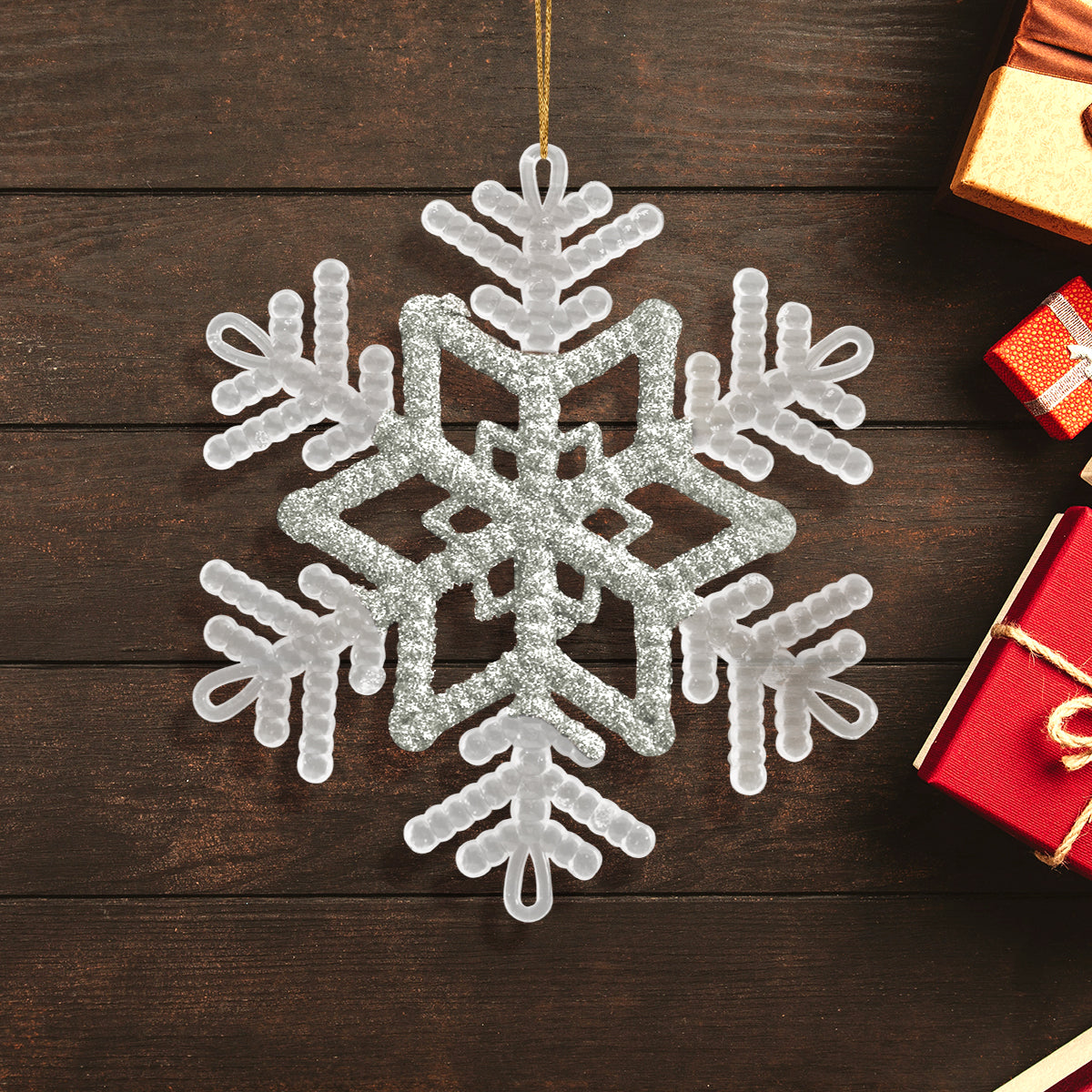 Copo de Nieve para Decoración con Diamantina color Plata